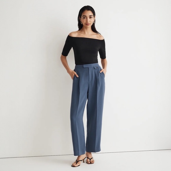 Madewell - The Rosedale High-rise Straight Pant in Crepe - Nighttime (Blue) - Picture 1 of 15